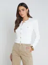 L Agence Womens Knit Long Sleeves Cardigan Sweater In Ivory