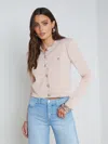 L Agence Toulhouse Cropped Crew Neck Cardigan In Petal In Petal