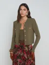 L Agence Toulouse Cardigan In Pine/gold