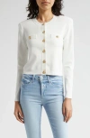 L Agence Toulouse Crewneck Cardigan In Ivory