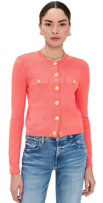 L AGENCE TOULOUSE CROP CREW NECK CARDI CORAL ROSE/GOLD