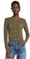 L Agence Toulouse Cardigan In Pine/gold