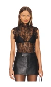 L Agence Tours Sleeveless Lace Top In Black