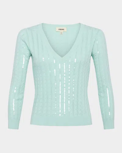 L AGENCE TRINITY SEQUIN CABLE-KNIT SWEATER