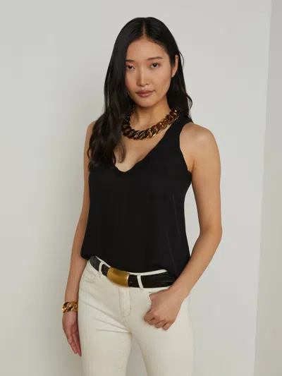 L Agence Trixi Silk Tank In Black