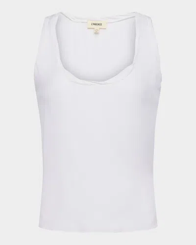 L Agence Trixi Twisted Band Tank Top In White
