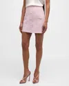 L Agence Truman Faux Leather Mini Skirt In Lilac Snow