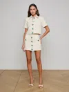 L Agence Truman Floral Embossed Mini Skirt In Neutral