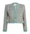 L'agence Tweed Cropped Clydie Blazer In Blue