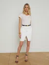 L Agence Beck Raw-hem Denim Short In Blanc