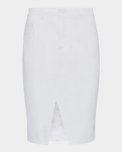L Agence Tylee Knee-length Denim Skirt In Blanc