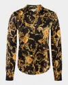 L Agence Tyler Barocco Swirl Silk Blouse In Blackgold Barocco Swirl
