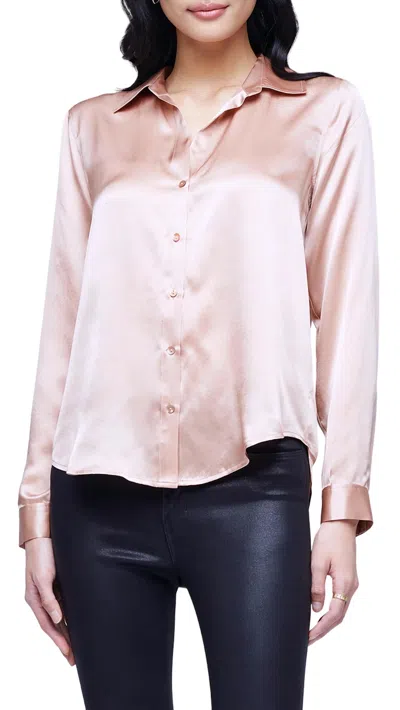 L Agence Tyler Silk Blouse In Pink