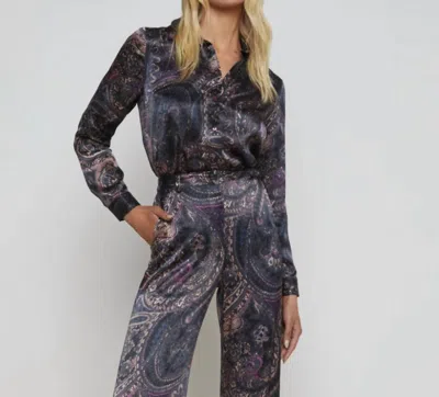 L Agence Tyler Blouse In Plum Multi Paisley