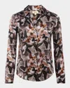 L'agence Tyler Butterfly Silk Blouse In Multi Dark Butterfly