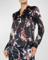 L Agence Olive Wrap Blouse In Black Multi Rococo Angel