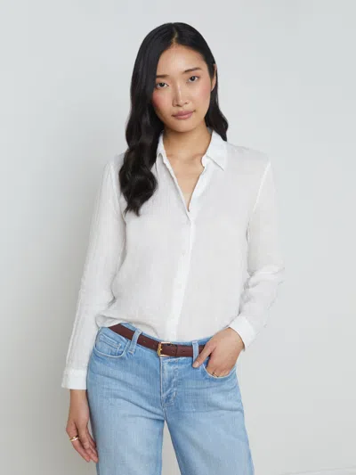 L Agence Tyler Linen Blouse In White