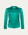 L Agence Tyler Long-sleeve Blouse In Bright Jade