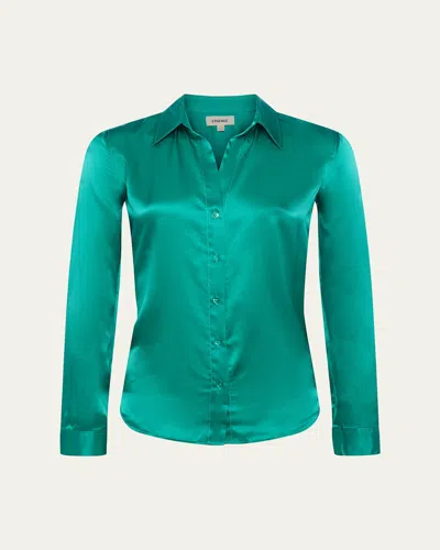 L Agence Tyler Long-sleeve Blouse In Bright Jade