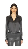 L Agence Tyler Long Sleeve Blouse In Charcoal