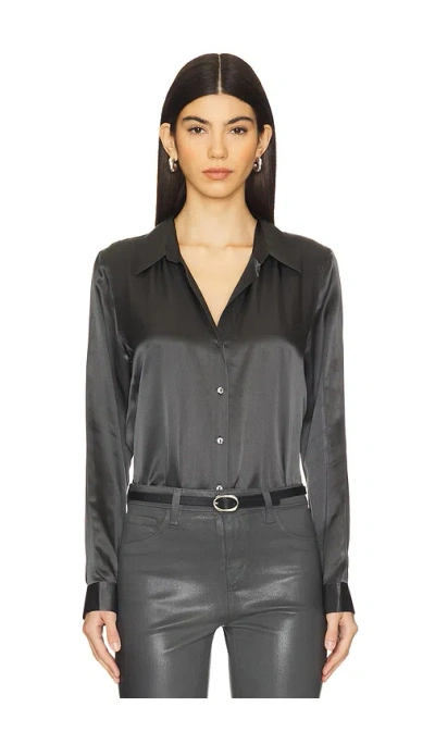 L Agence Tyler Long Sleeve Blouse In Charcoal
