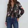 L Agence Tyler Long Sleeve Blouse In Black Multi Rococo Angel In Black