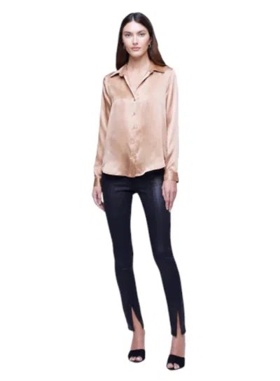 L Agence Tyler Long Sleeve Blouse In Praline In Pink