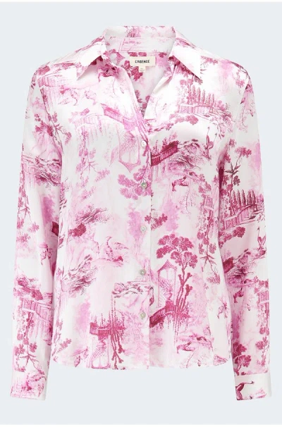 L'agence Tyler Long Sleeve Blouse In White Pink Toile In Multi