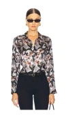 L Agence Tyler Silk Blouse In Light Grey