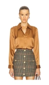 L Agence Tyler Long-sleeve Blouse In Metallic Bronze