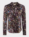 L Agence Tyler Multi Vintage Jewel Silk Blouse In Blk Multi Vintage Jewels