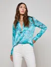 L Agence Tyler Silk Blouse In Blue