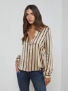 L Agence Sneeki Low-rise Straight-leg Jean In Almond/black Stripe