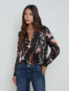 L Agence Tyler Long Sleeve Blouse In Black Multi Rococo Angel In Black