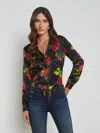 L Agence Tyler Silk Blouse In Black Multi Romantic Rose