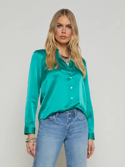 L Agence Tyler Silk Blouse In Bright Jade