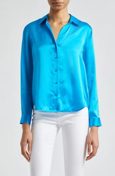 L'agence Tyler Long-sleeve Blouse In Caribbean Blue