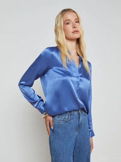 L Agence Tyler Silk Blouse In Dusty Periwinkle