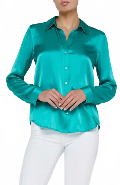 L Agence Tyler Silk Blouse In Bright Jade