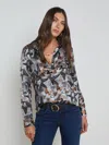 L Agence Tyler Silk Blouse In Multi Dark Butterfly