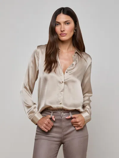 L Agence Tyler Silk Blouse In Neutral
