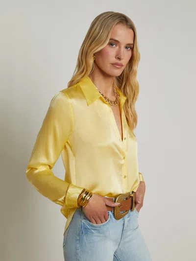 L Agence Tyler Silk Blouse In Pale Yellow