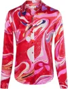 L Agence Multi Tie-dye Swirl Tyler Button-front Silk Blouse In Multi