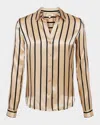 L Agence Sneeki Low-rise Straight-leg Jean In Almondblack Stripe