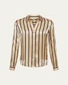 L Agence Sneeki Low-rise Straight-leg Jean In Almondblack Stripe