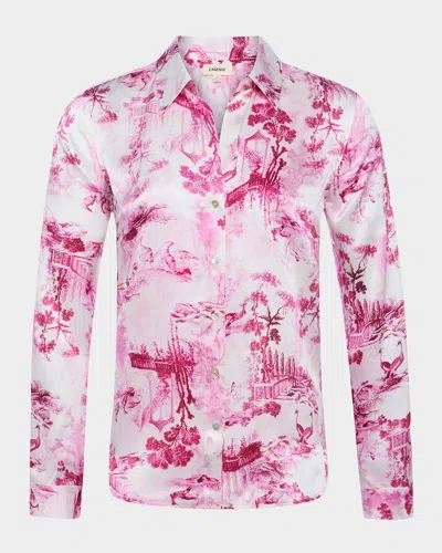 L AGENCE TYLER TOILE BUTTON-FRONT SILK BLOUSE