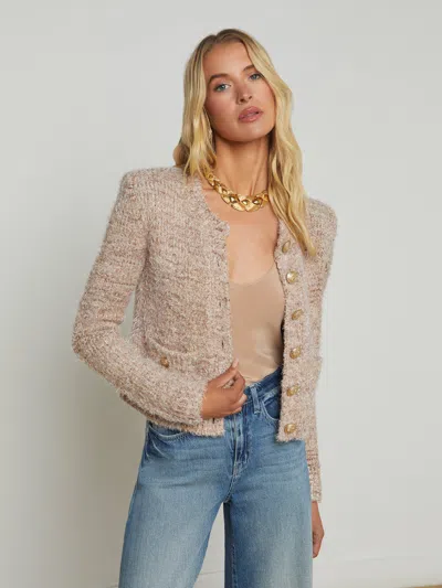L'agence Una Cardigan In Dusty Pink Multi