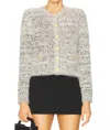 L Agence Una Cardigan In Black/ivory/gold Multi In Neutral