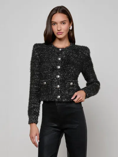 L Agence Una Knit Cardigan In Black