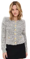 L Agence Una Cardigan In Black/ivory/gold Multi
